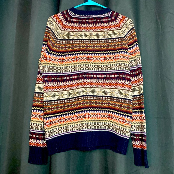 Mens lambswool fair aisle knit sweater. Size S but fits like M. - Picture 3 of 4